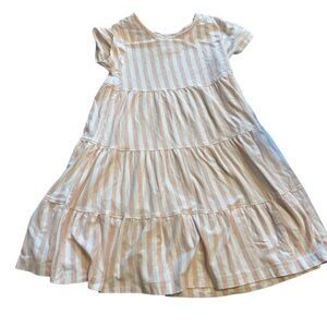 Chic Striped Kids Dress in Cream and White